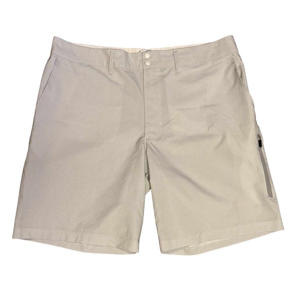 Champion C9 Mens Grey White Striped Golf Shorts Size 40 Zipper Pocket